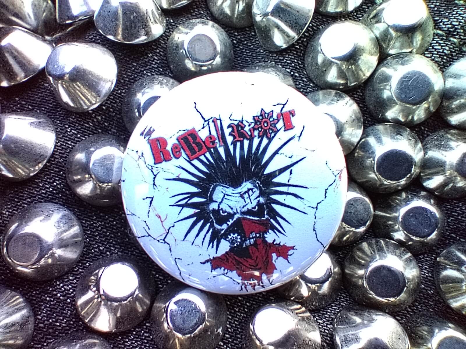 pinback button rebel riot